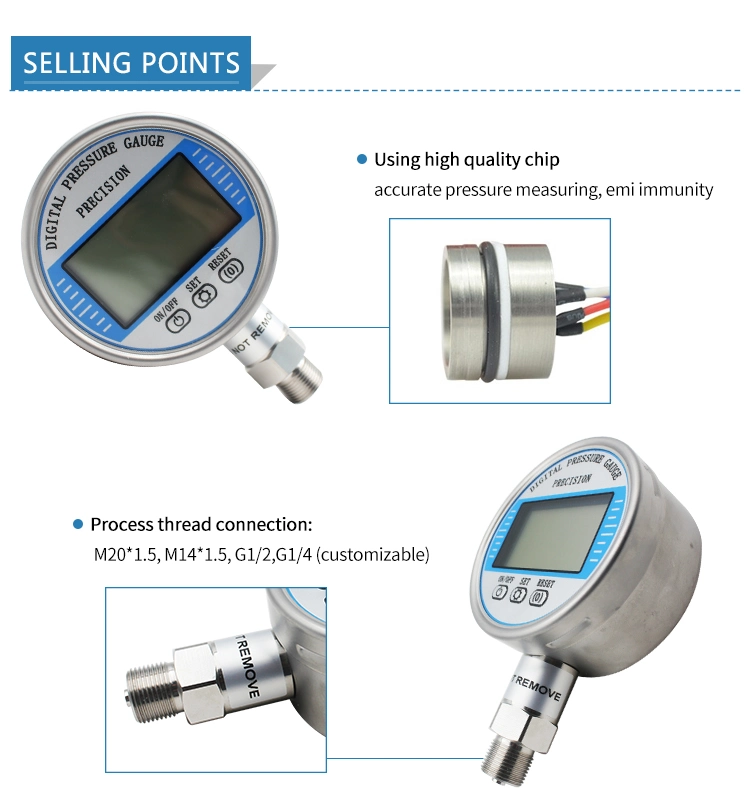 Price 304 Stainless Steel Oil Gas Water High Pressure 60bar 100bar 200bar 300bar Pressure Gauge for Sale