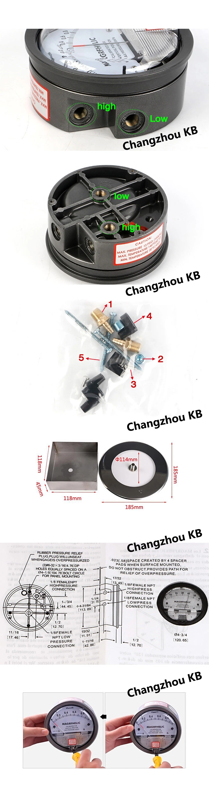 Stainless Steel Magnehelic Differential Pressure Gauge